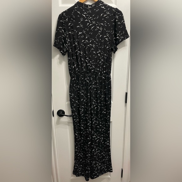 ETT TWA by Anthropologie Karlie Jumpsuit Novelty Print Wide Leg Black White Med - Picture 8 of 12